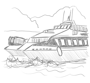 Dibujo del barco de Barcos azules